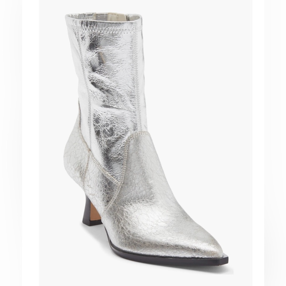 Dolce Vita Arya Pointed Toe Silver Women’s Bootie Size 7W NWT